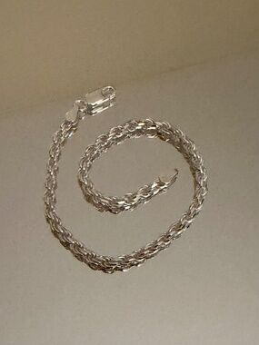 Sterling Silver 925 Rope Cut Bracelet - Size 8"